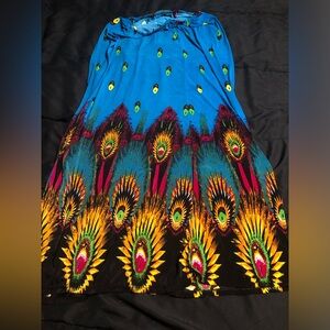 🛍️5 for $10🛍️Vibrant Peacock Feather Maxi Skirt